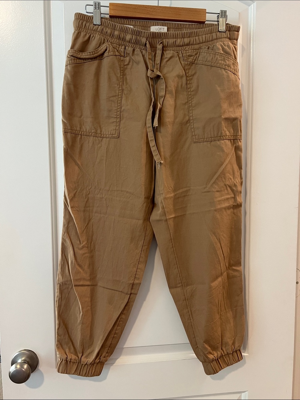 LOFT Tan Drawstring Jogger Pants